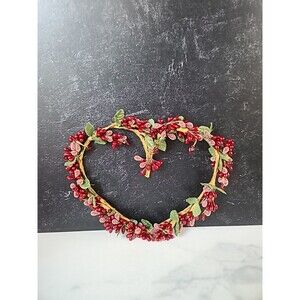 Vintage Heart Shaped Sugared Holly Berry Wreath